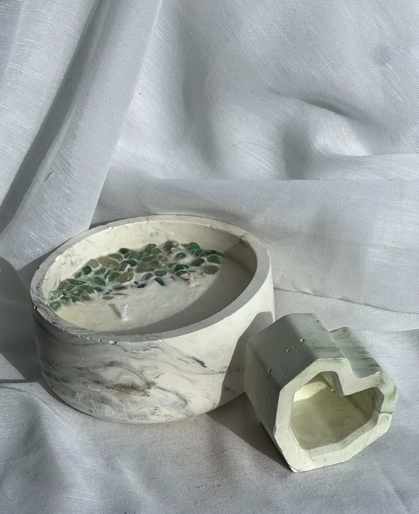 Lot Bougie Hestia et petit pot en cœur  vert